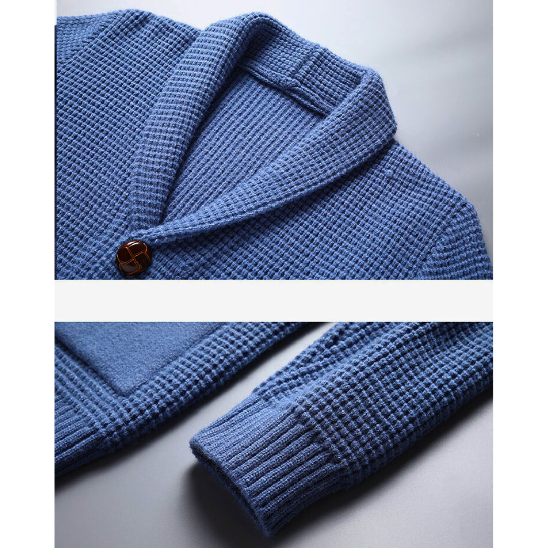 Aleid | Casaco de malha com gola xaile em ponto waffle