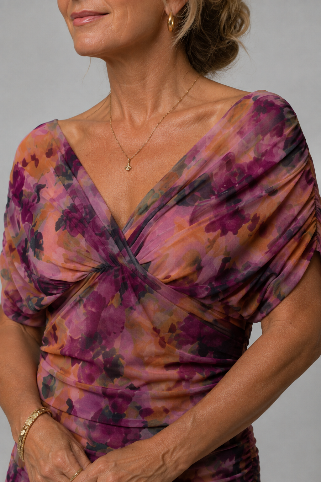 Neeltje | Robe midi fleurie drapée