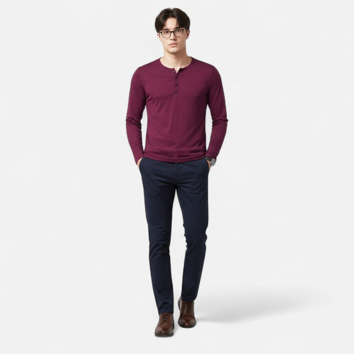 Mannen | Henley-T-shirt met knopen