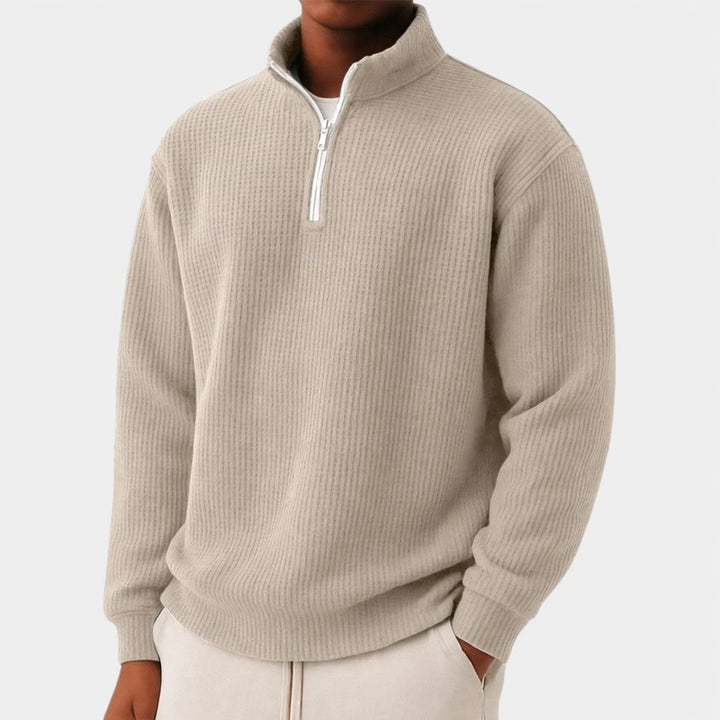 Porter | Gestreifter Pullover mit Viertelreißverschluss