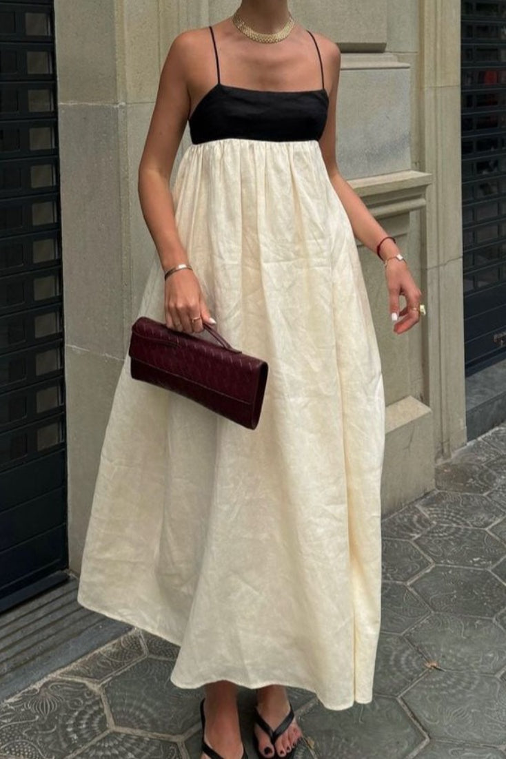 Fien | Maxikleid aus Leinenmischung im Colorblock-Design
