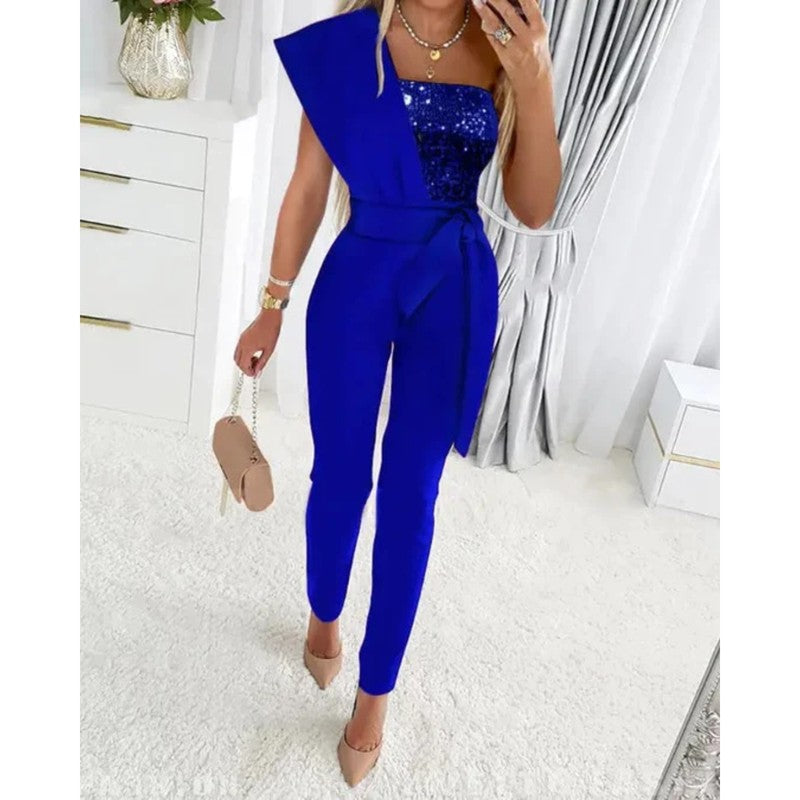 Sophie | Asymmetrischer Jumpsuit mit Glitzerdetails