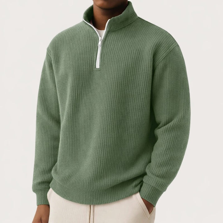 Porter | Gestreifter Pullover mit Viertelreißverschluss