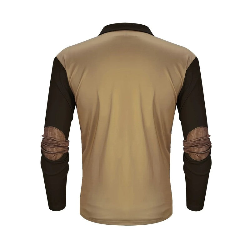 Heren polo | Quarter-zip met kleurvlakken en patch details