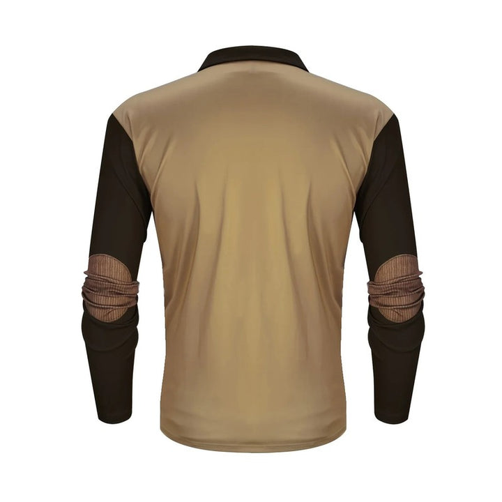 Heren polo | Quarter-zip met kleurvlakken en patch details