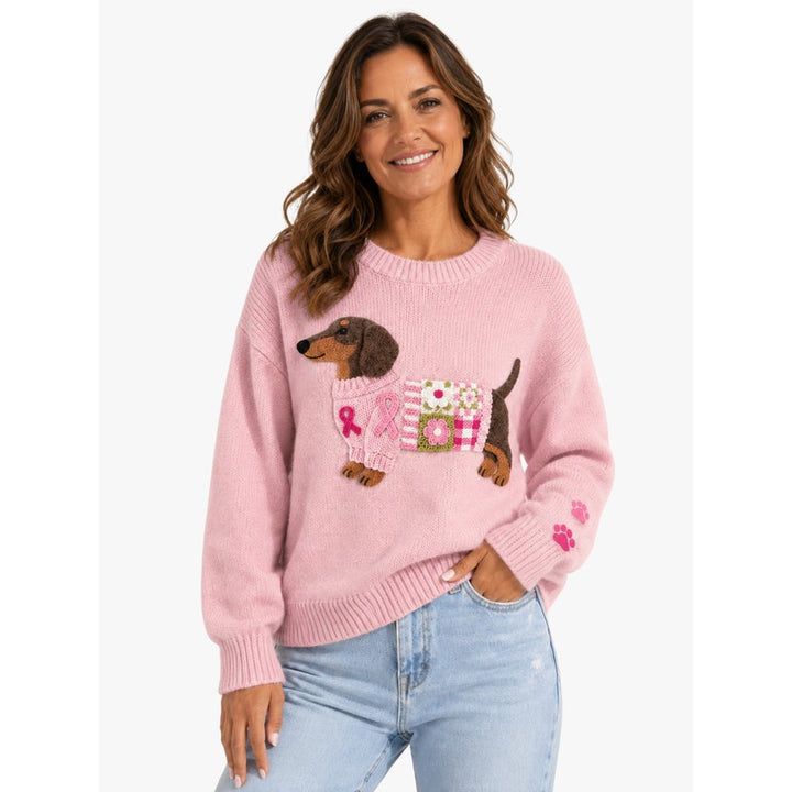 Lotte | Relaxed Trui met Teckelmotief