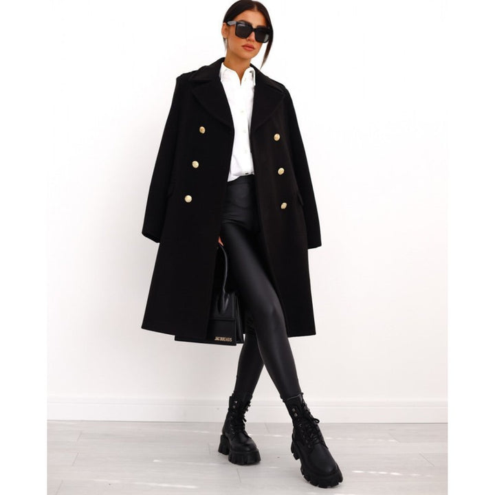 Elicia | Longue veste d’hiver structurée à double boutonnage