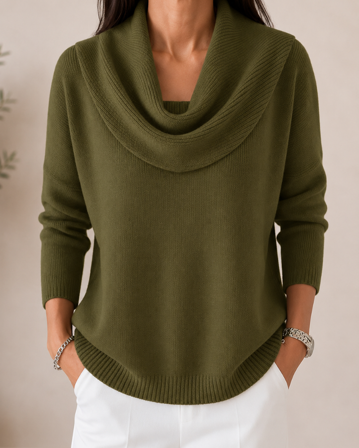 Katrien | Strickpullover mit Wasserfallausschnitt