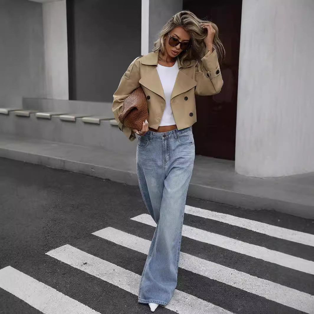 Tess | Kurzer zweireihiger Trenchcoat