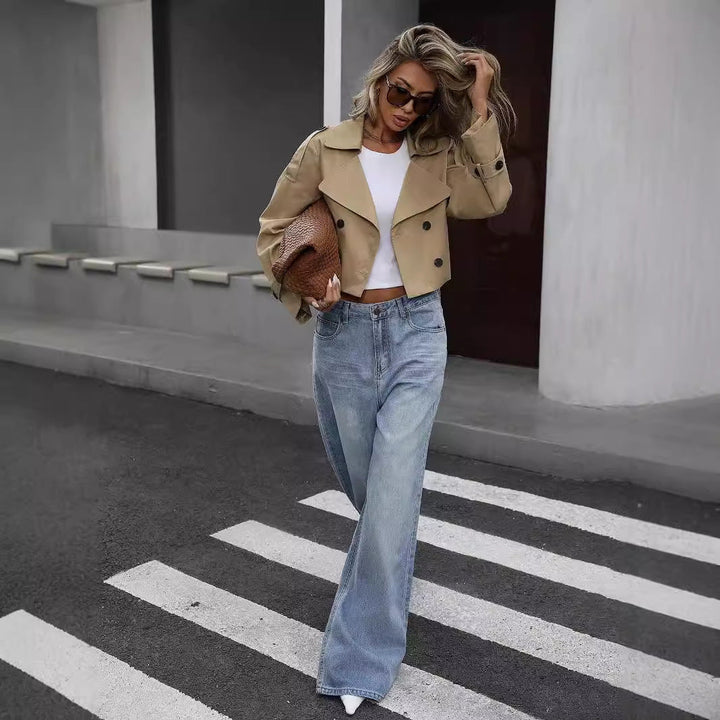 Tess | Kurzer zweireihiger Trenchcoat