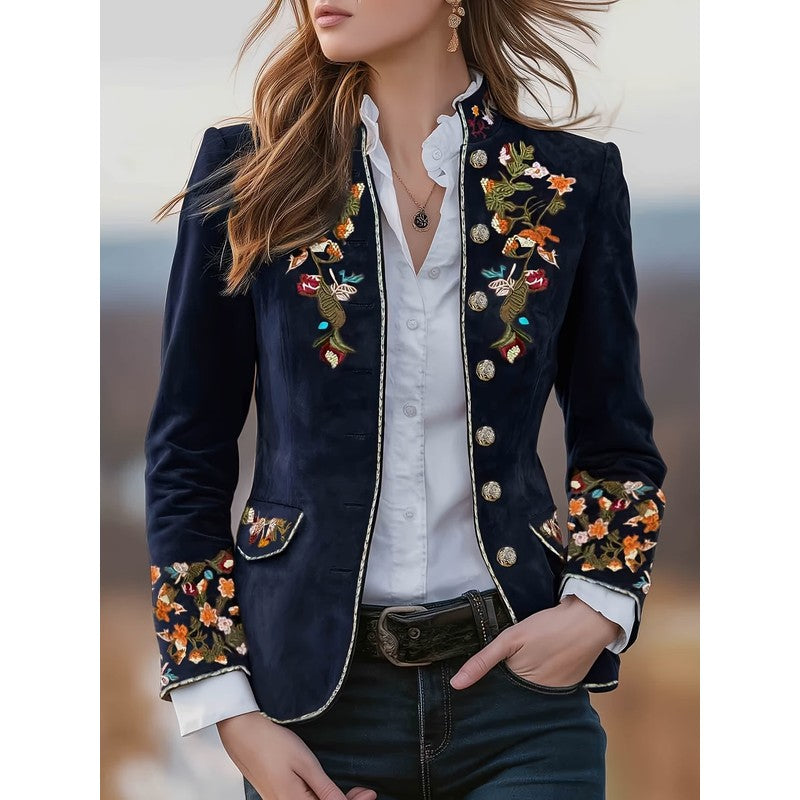 Sofia | Geborduurde blazer met stand-up kraag