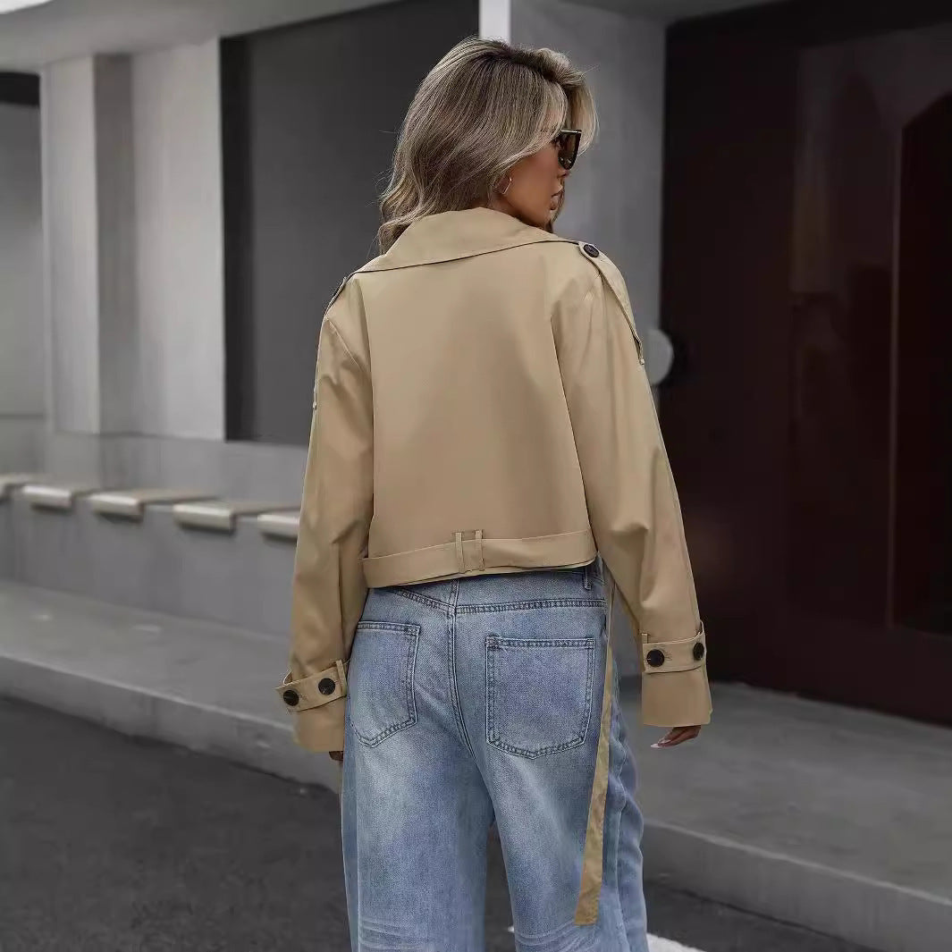 Tess | Kurzer zweireihiger Trenchcoat