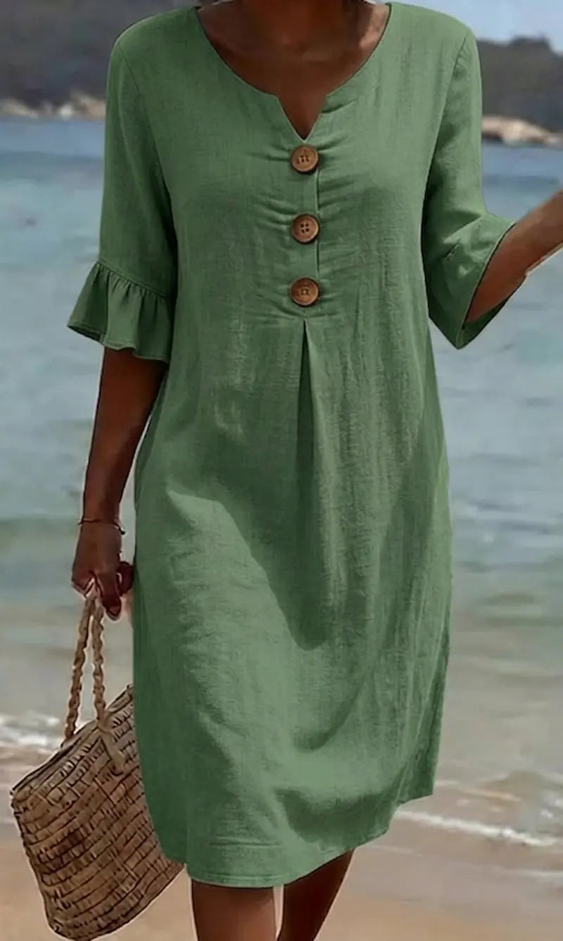 Sietske | Robe midi légère boutonnée