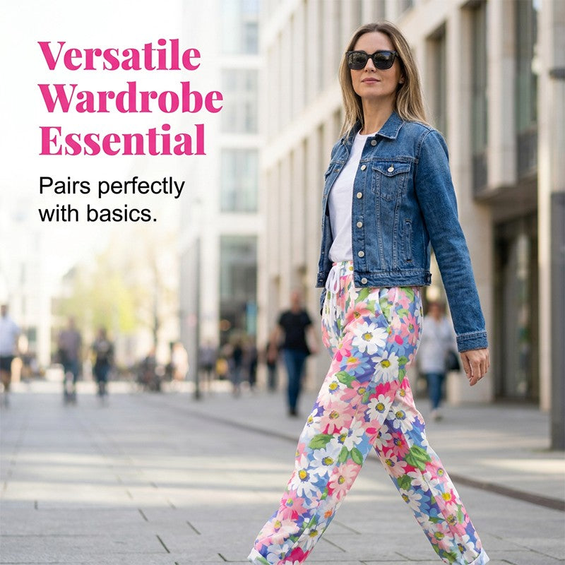 Lisa | Casual bloemenprint broek met trekkoord