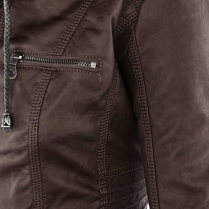 Monica | Veste en cuir matelassée à capuche