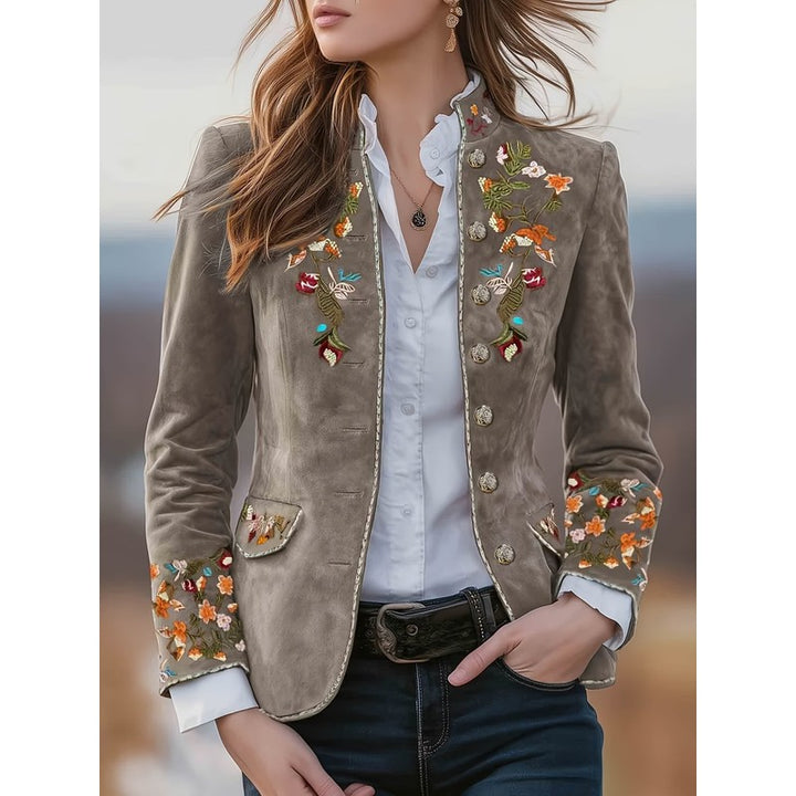 Sofia | Geborduurde blazer met stand-up kraag