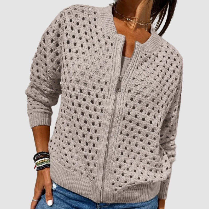 Cyndie | Opengebreide Vest met Rits