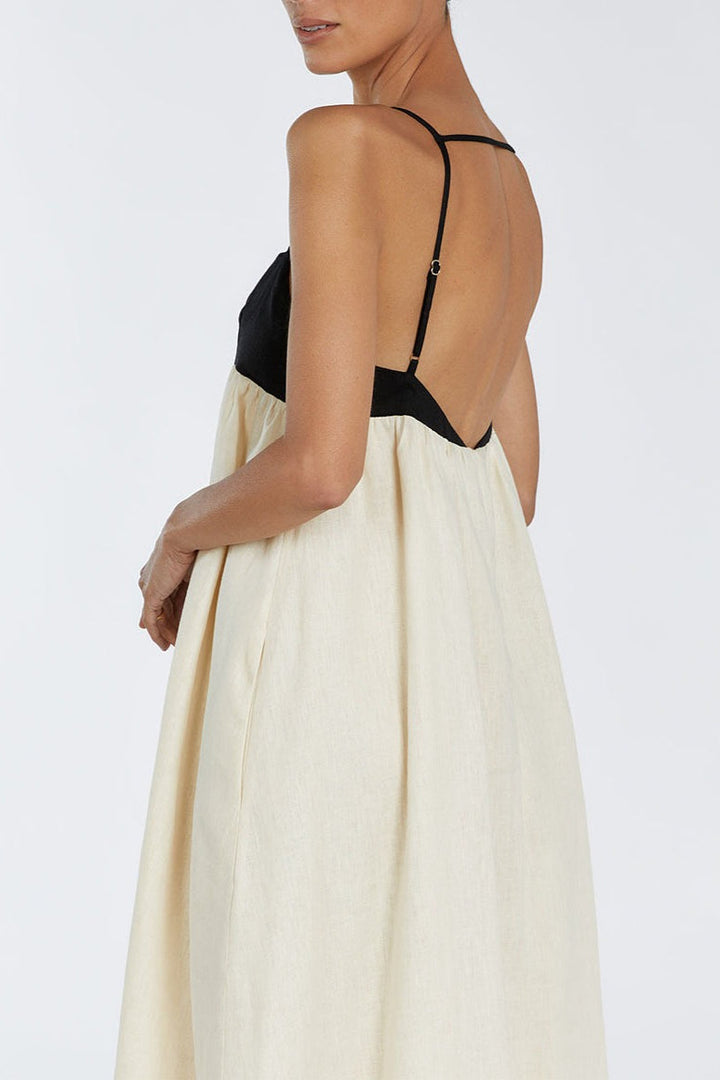 Fien | Maxikleid aus Leinenmischung im Colorblock-Design