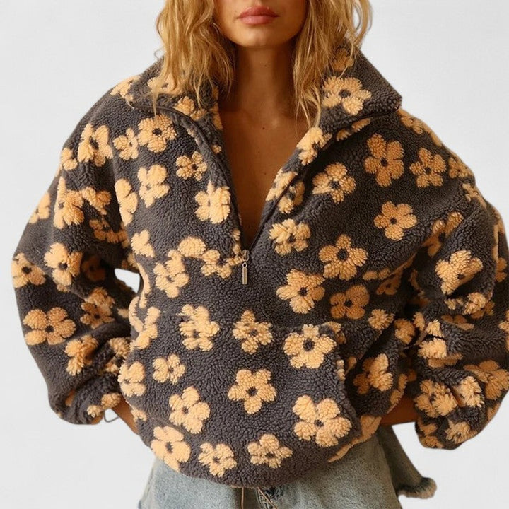 Delysanne | Pull à demi-fermeture éclair et imprimé floral