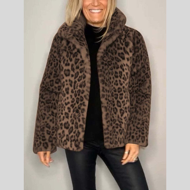 Dainna | Grote maten luipaardprint lange jas