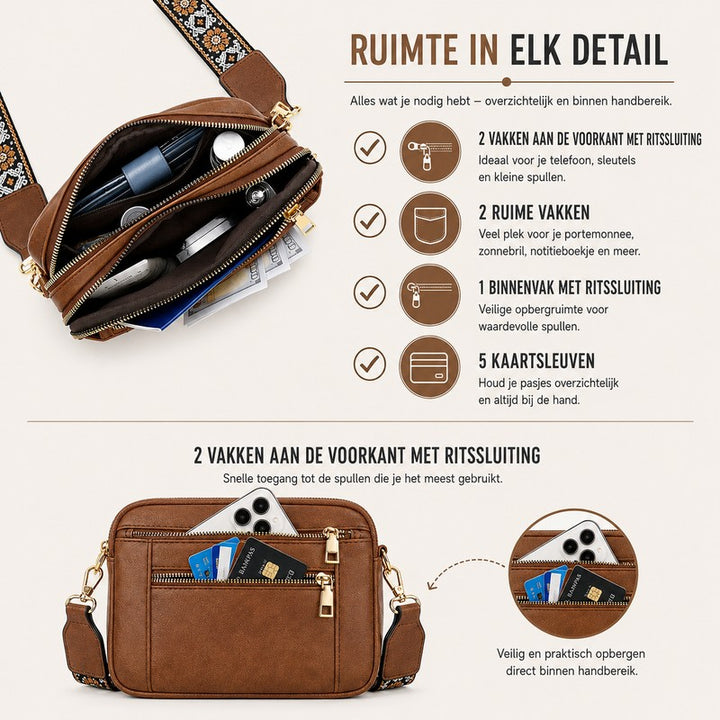 Mila | Verstellbare Schultertasche mit Blumenmuster