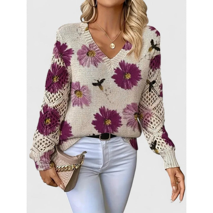 Aubrielynn | Bloemenprint V-hals Trui