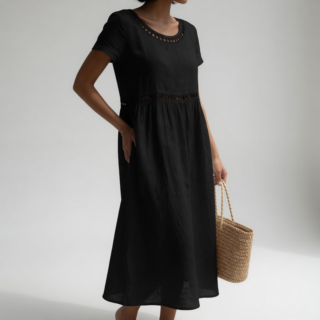 Hester | Robe midi en coton avec broderie
