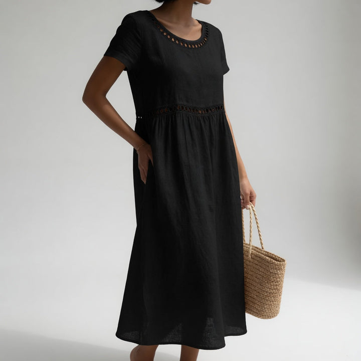 Hester | Robe midi en coton avec broderie