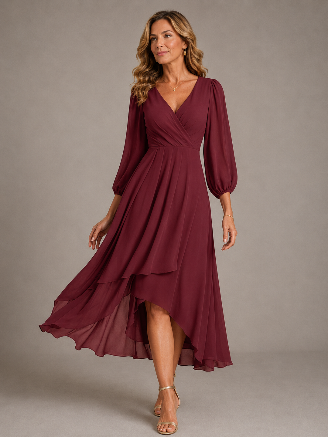 Hendrika | Fließendes Chiffon-Maxikleid