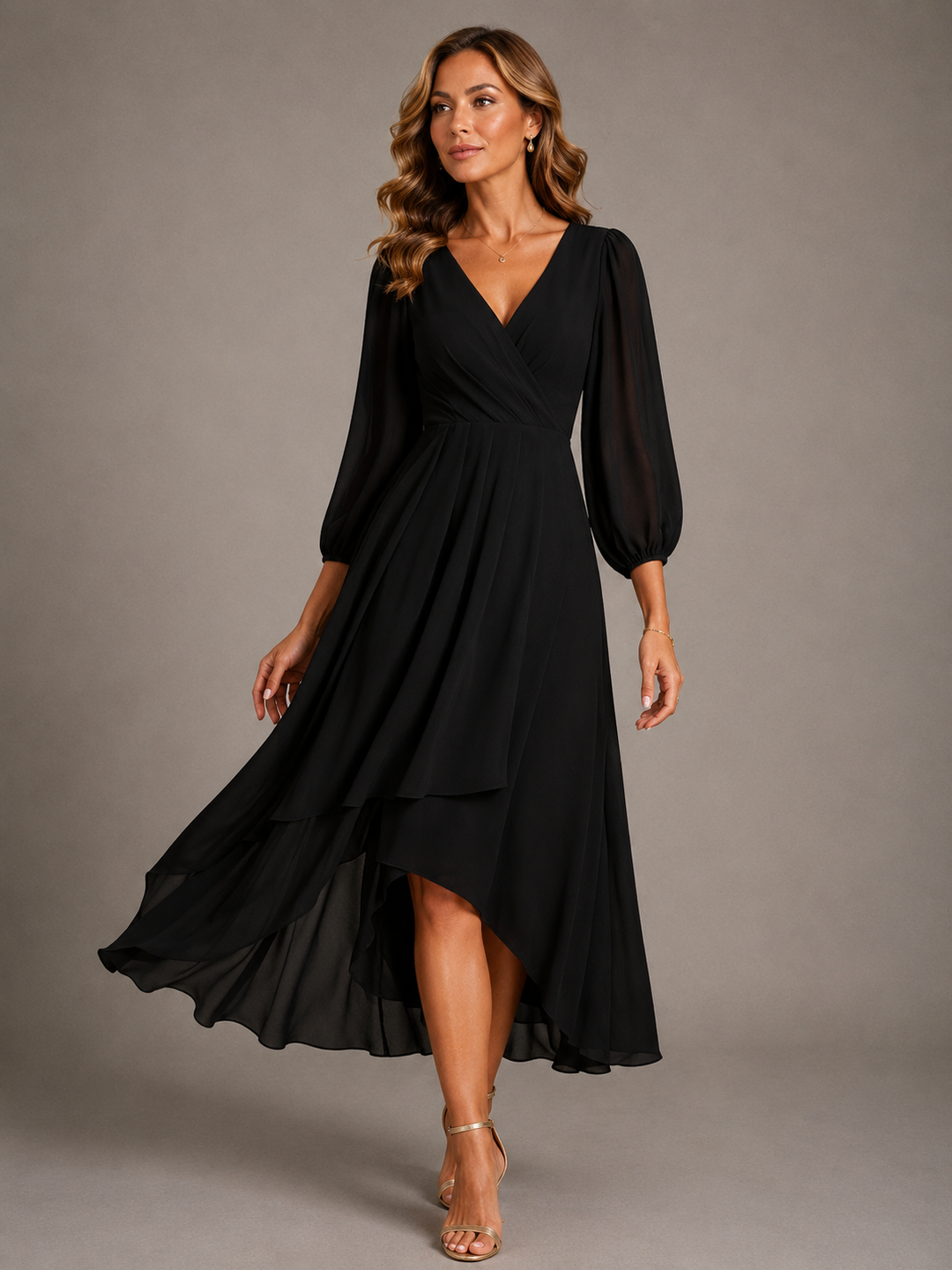 Hendrika | Fließendes Chiffon-Maxikleid