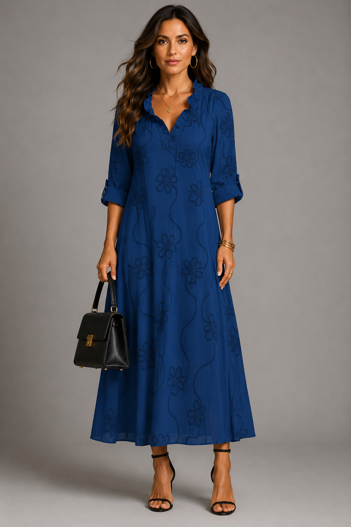 Robin | Vestido midi com bordado floral