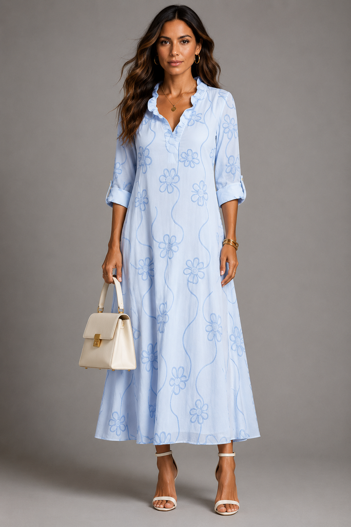 Robin | Vestido midi com bordado floral