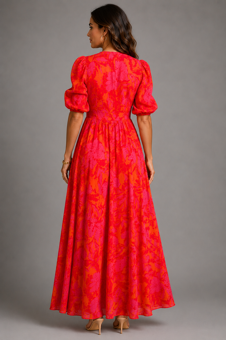 Suze | Bedrucktes Maxikleid mit V-Ausschnitt