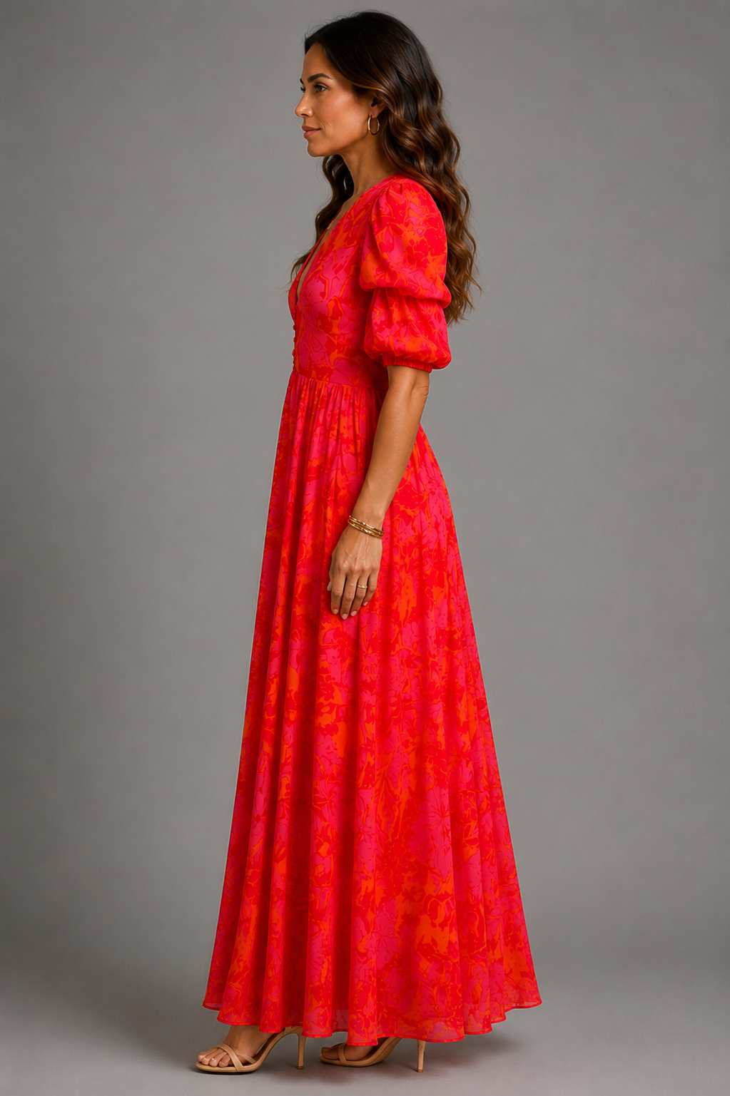 Suze | Bedrucktes Maxikleid mit V-Ausschnitt