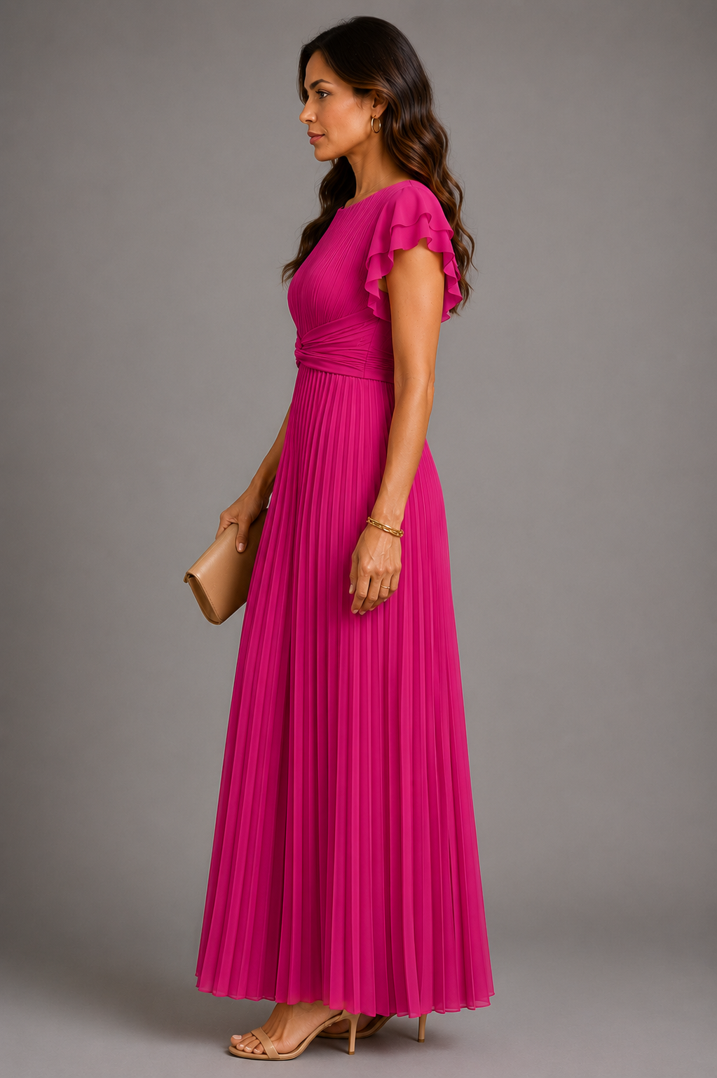 Sofie | Robe longue plissée avec accent à la taille