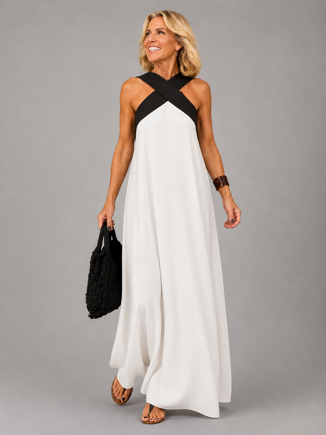 Eline | Robe longue portefeuille fluide