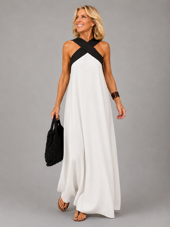 Eline | Robe longue portefeuille fluide
