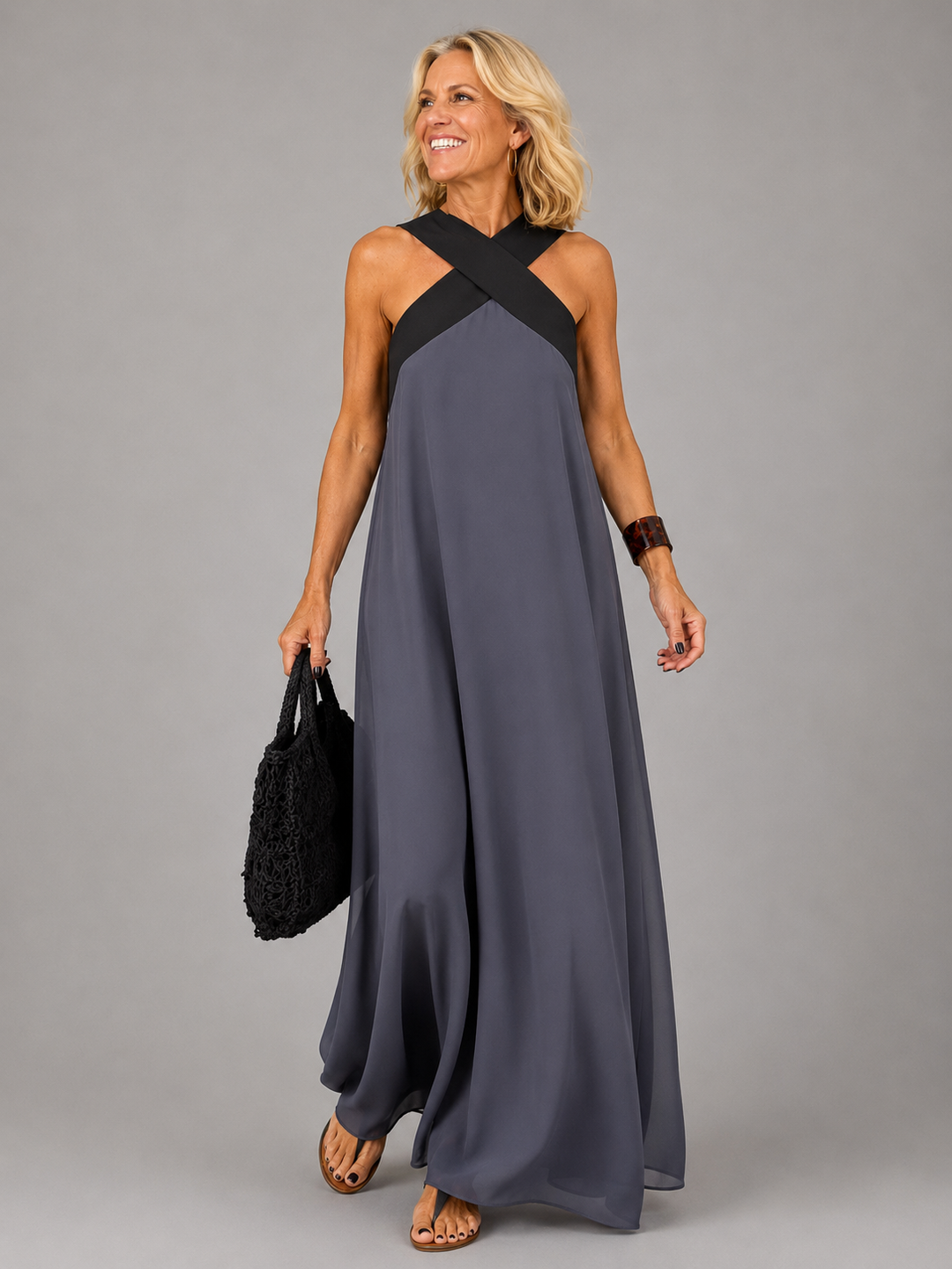 Eline | Robe longue portefeuille fluide