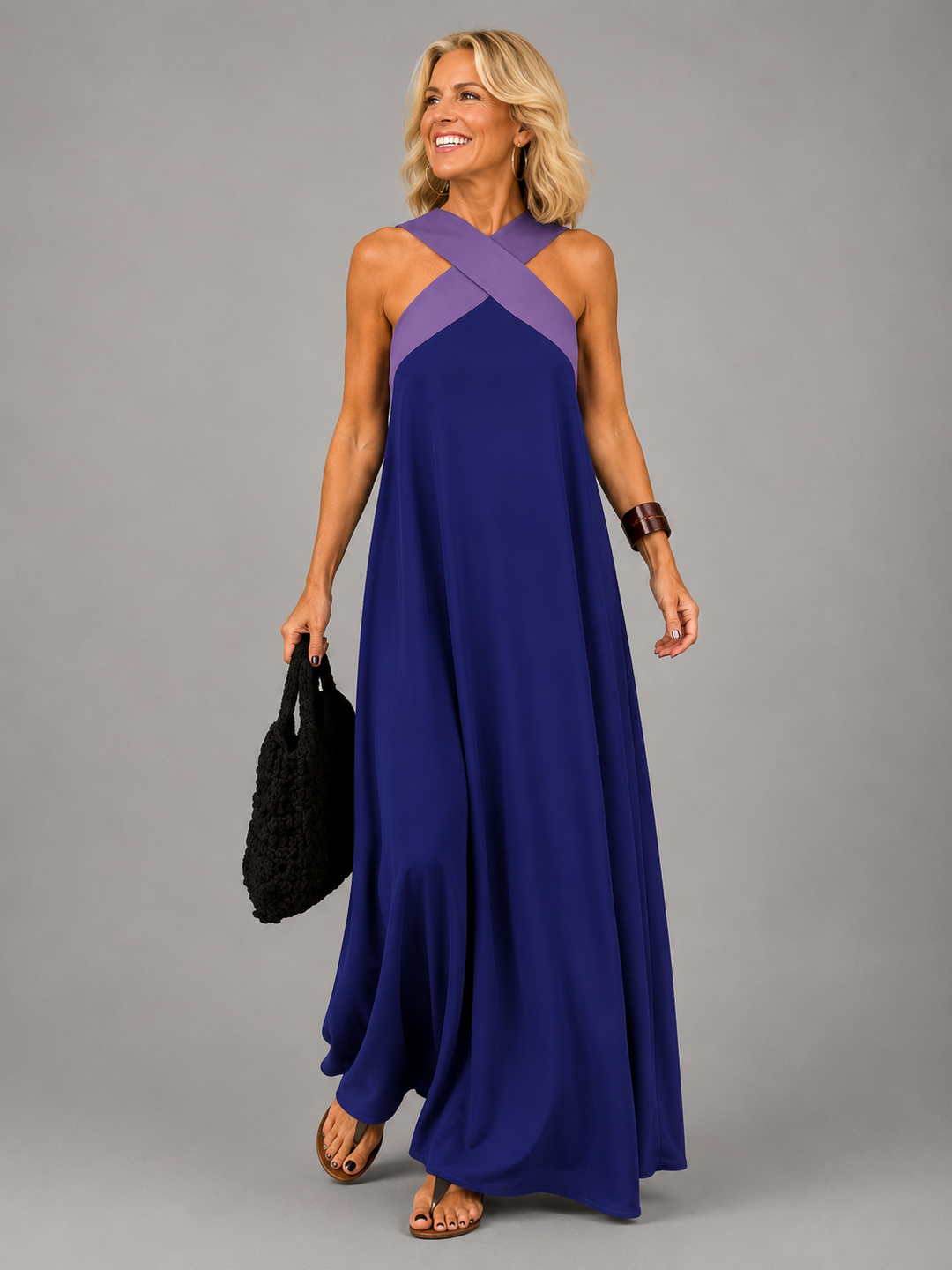 Eline | Robe longue portefeuille fluide