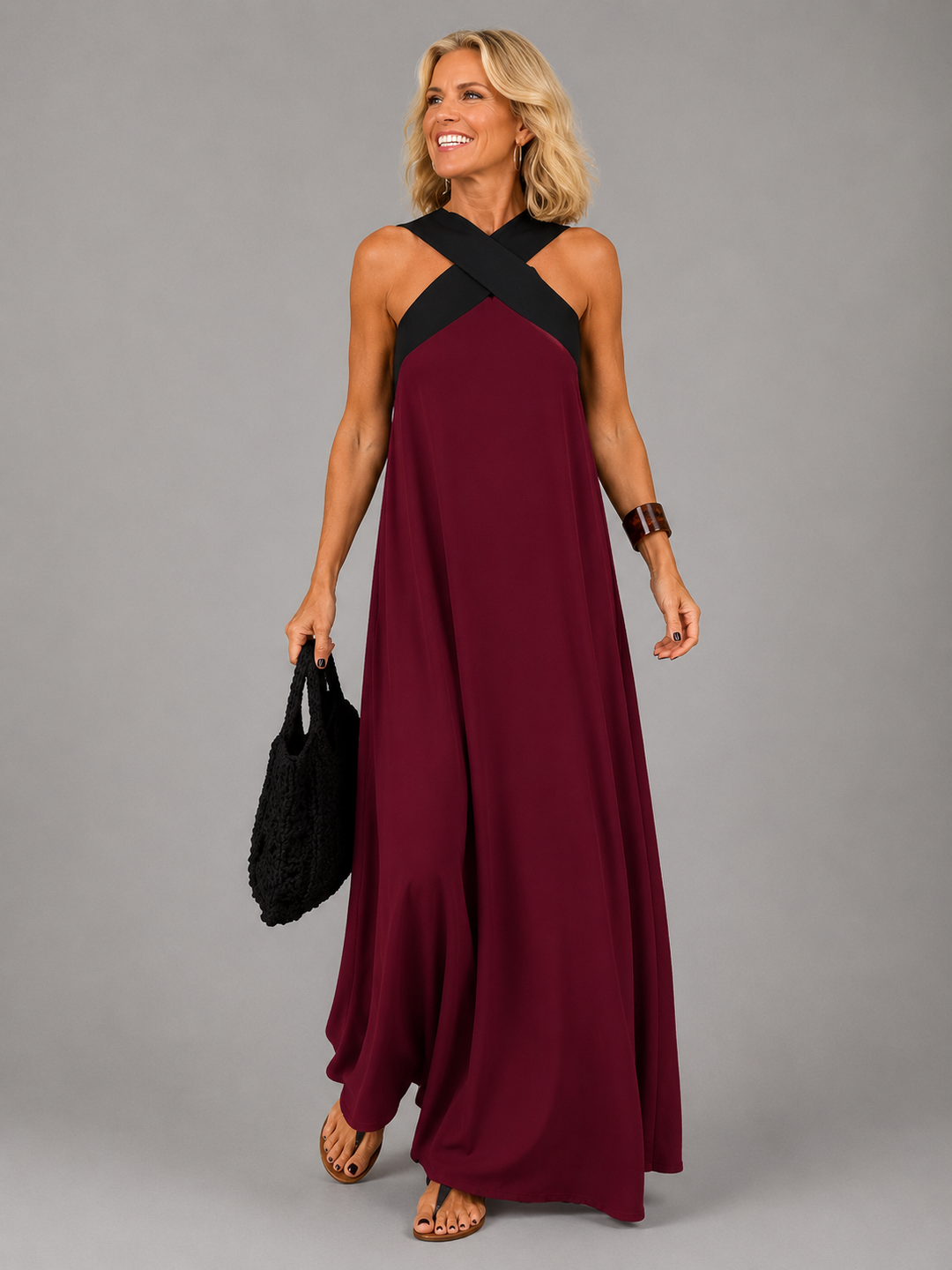 Eline | Robe longue portefeuille fluide
