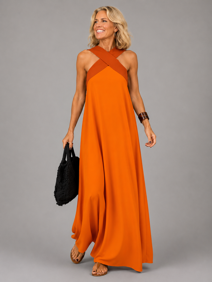 Eline | Robe longue portefeuille fluide