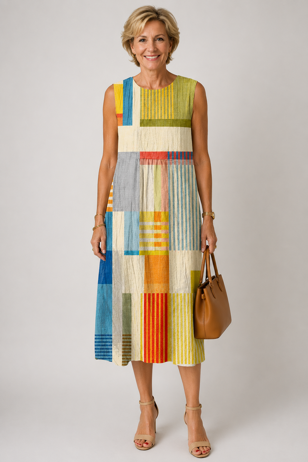 Milou | Geometrisch bedrucktes Midikleid