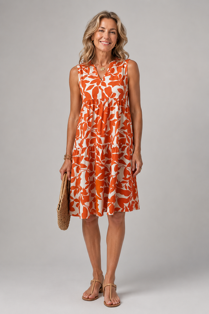 Oda | Lagen-Midikleid mit botanischem Muster