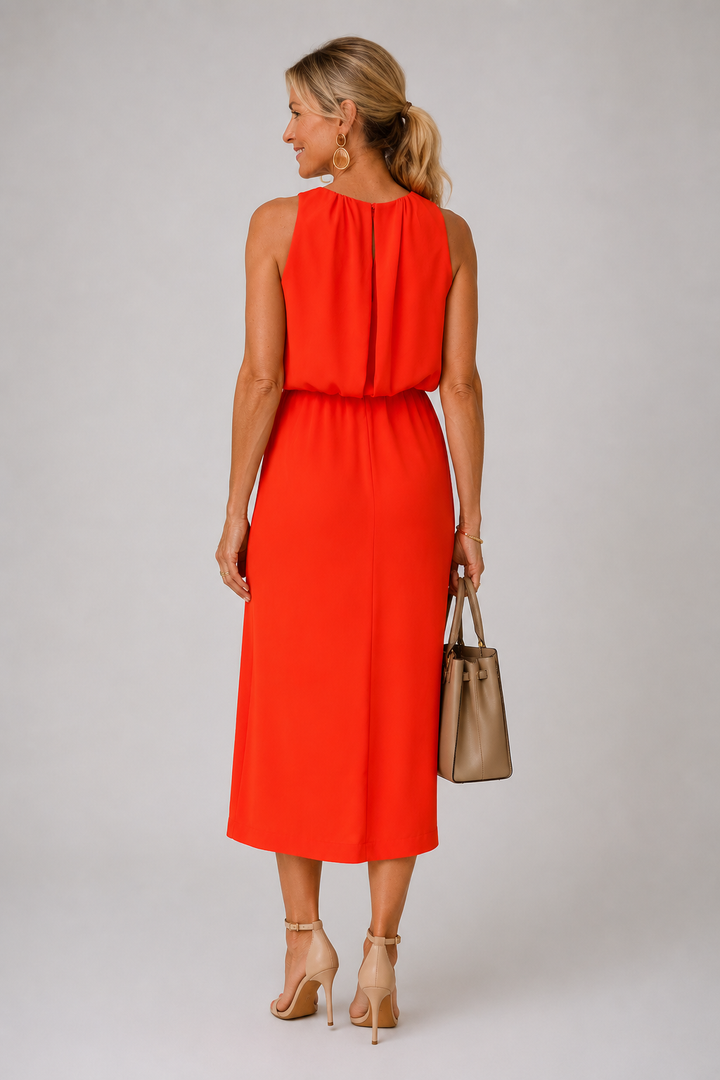 Greetje | Gedrapeerde Midi-jurk met Split