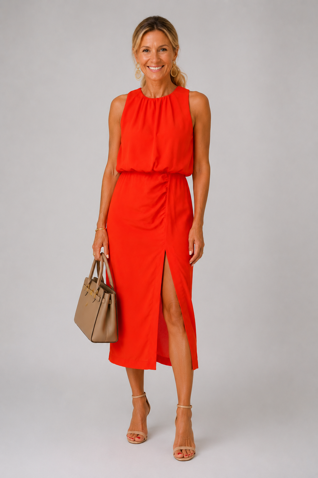 Greetje | Gedrapeerde Midi-jurk met Split