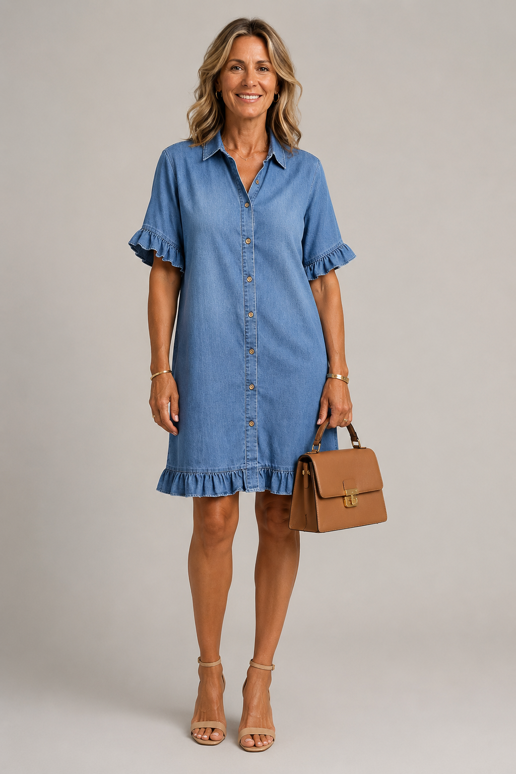 Jildou | Robe midi en denim boutonnée