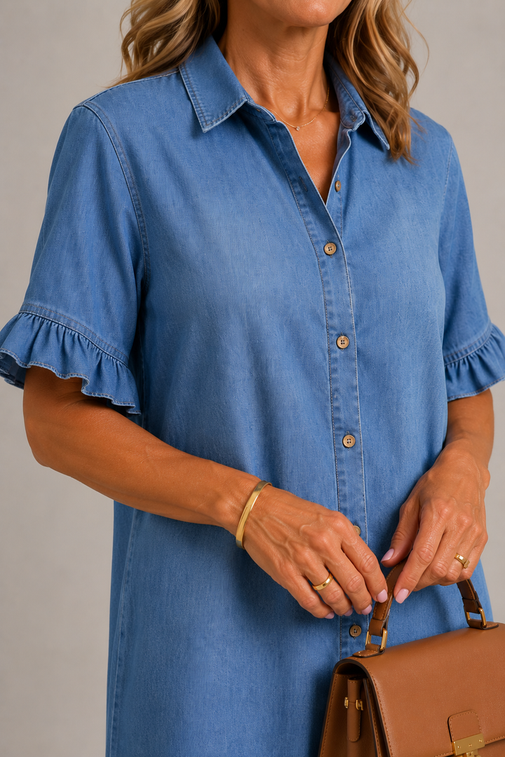 Jildou | Robe midi en denim boutonnée