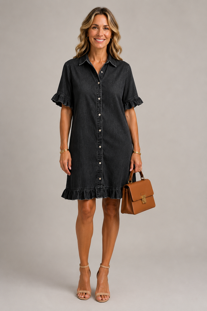 Jildou | Robe midi en denim boutonnée