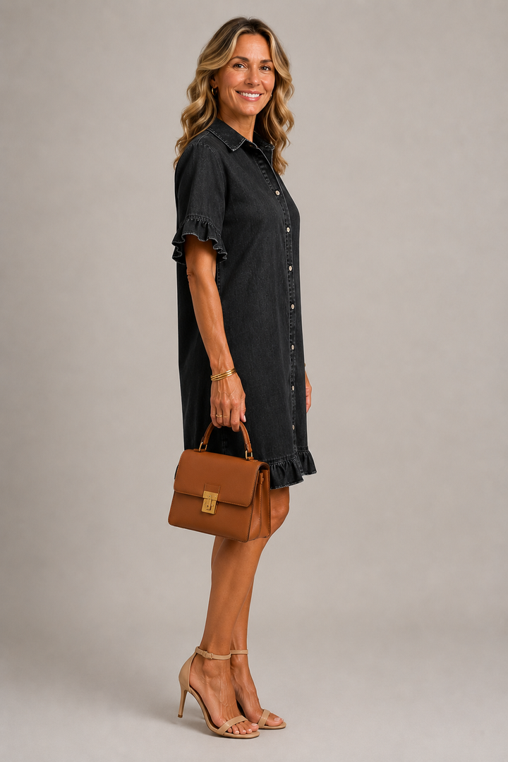 Jildou | Robe midi en denim boutonnée
