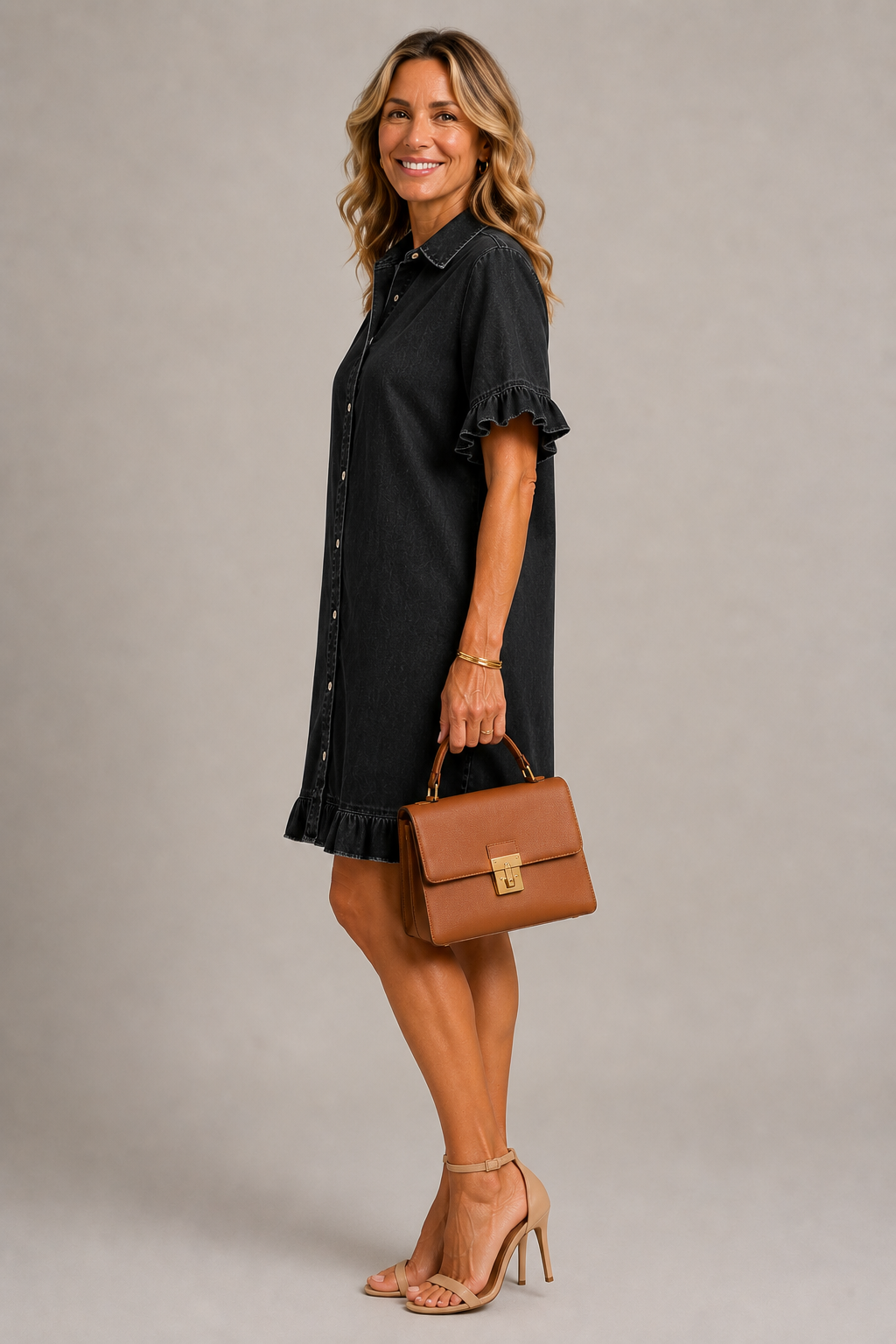 Jildou | Robe midi en denim boutonnée